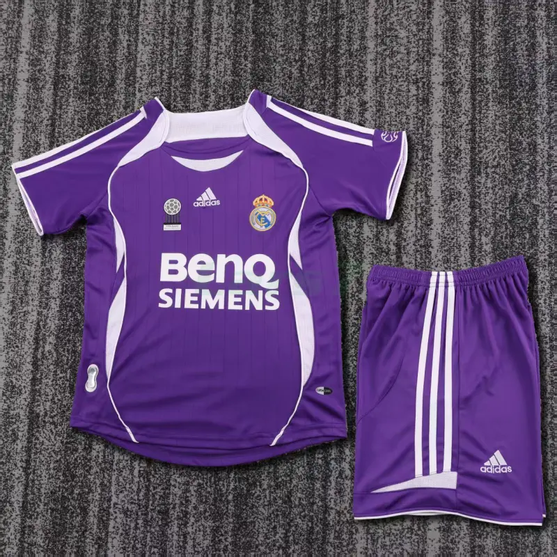 Camiseta Real Madrid 3ª Equipación Retro 2006/07 Morado Niño Kit