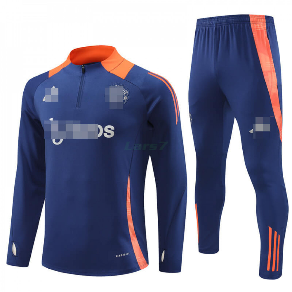 Sudadera de Entrenamiento Manchester United 2024/2025 Kit Azul Marino/Naranja