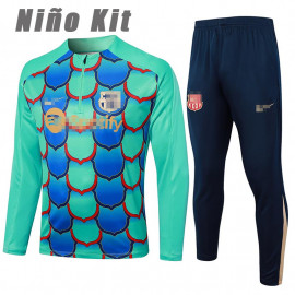 Sudadera De Entrenamiento Barcelona 2024/2025 Niño Kit Verde/Azul
