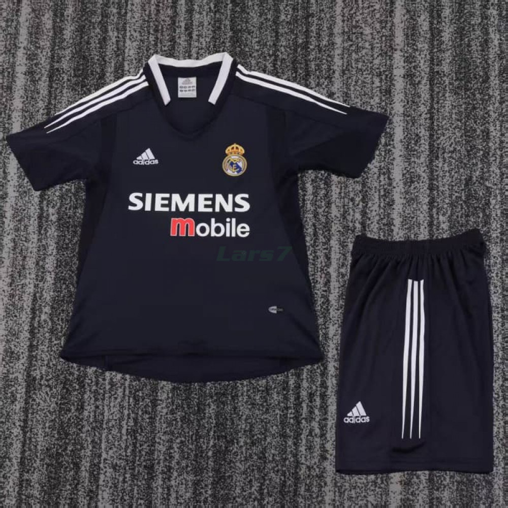 Camiseta Real Madrid 2ª Equipación Retro 2004/05 Negro Niño Kit