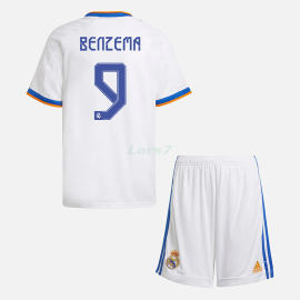 Camiseta BENZEMA 9 Real Madrid 1ª Equipación 2021/2022 Niño Kit