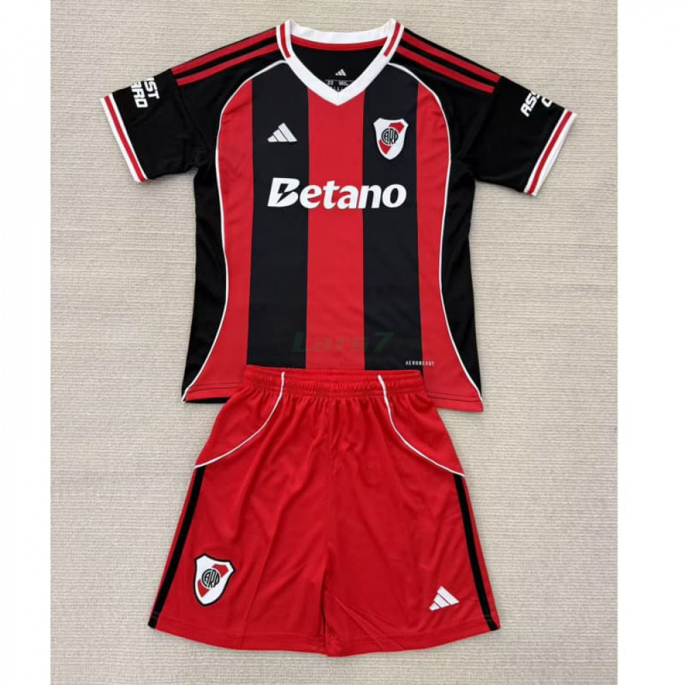 Camiseta River Plate 2ª Equipación 2025/2026 Negro/Rojo Niño Kit