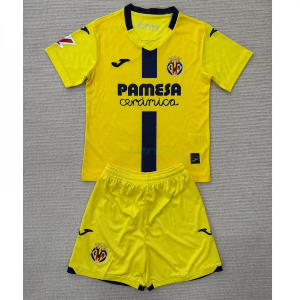 Camiseta Villarreal 1ª Equipación 2025/2026 Amarillo Niño Kit con Parche La Liga