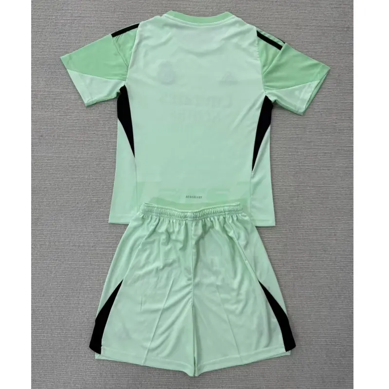 Camiseta de Portero Real Madrid 2025/2026 Verde Niño Kit con Parche HP