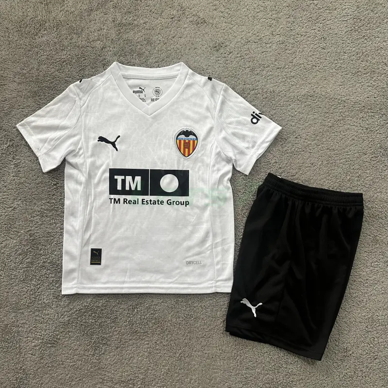 Camiseta Valencia 1ª Equipación 2026/2027 Blanco Niño Kit con Parche La Liga