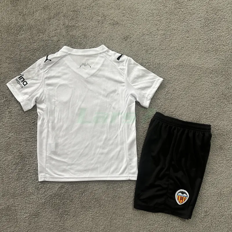 Camiseta Valencia 1ª Equipación 2026/2027 Blanco Niño Kit con Parche La Liga