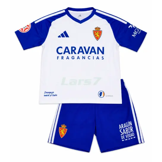 Camiseta Real Zaragoza 1ª Equipación 2026/2027 Blanco/Azul Niño Kit