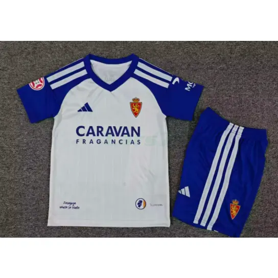 Camiseta Real Zaragoza 1ª Equipación 2026/2027 Blanco/Azul Niño Kit