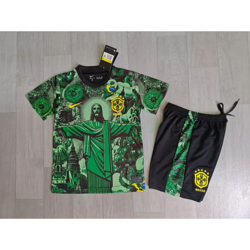 Camiseta Brasil 2025 Especial Edición Verde Niño Kit Camiseta Brasil 2025 Especial Edición Verde Niño Kit