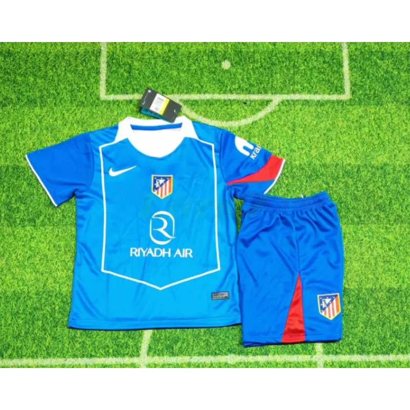 Camiseta Atlético de Madrid 3ª Equipación 2025/2026 Azul/Rojo Niño Kit