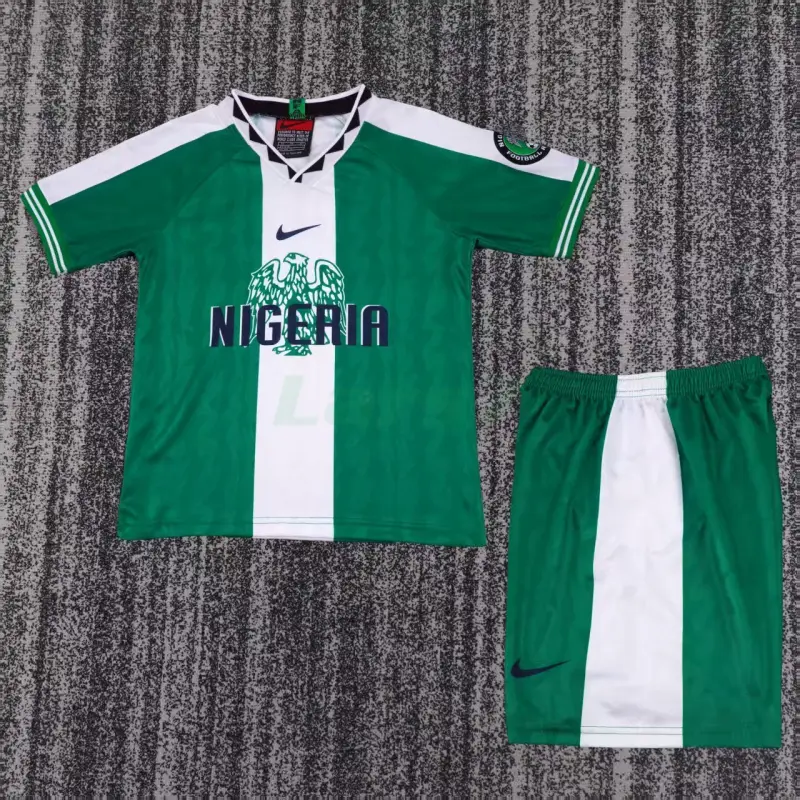 Camiseta Nigeria 1ª Equipación Retro 1996 Verde/Blanco Niño Kit