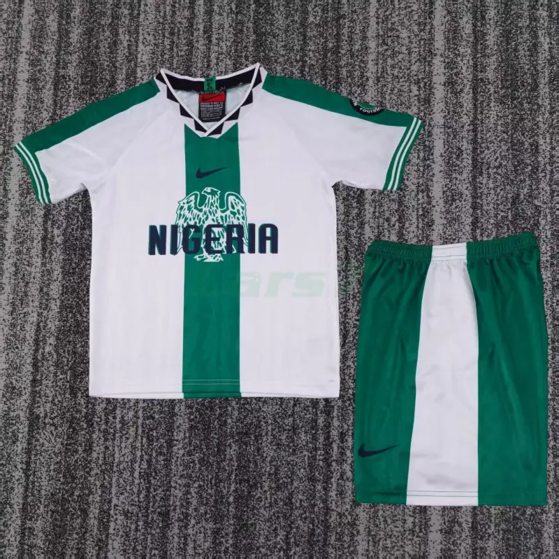 Camiseta Nigeria 2ª Equipación Retro 1996 Blanco/Verde Niño Kit