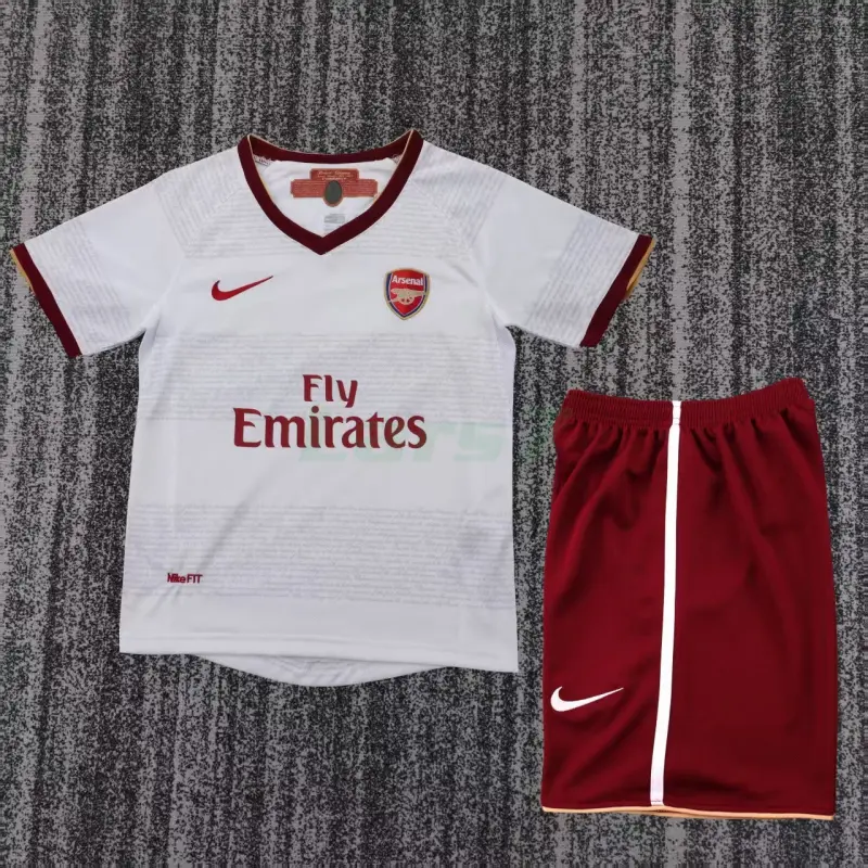 Camiseta Arsenal 2ª Equipación Retro 2007/08 Blanco Niño Kit Camiseta Arsenal 2ª Equipación Retro 2007/08 Blanco Niño Kit