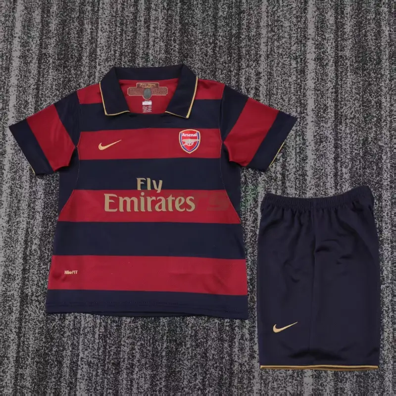 Camiseta Arsenal 3ª Equipación Retro 2007/08 Rojo Oscuro/Negro Niño Kit Camiseta Arsenal 3ª Equipación Retro 2007/08 Rojo Oscuro/Negro Niño Kit