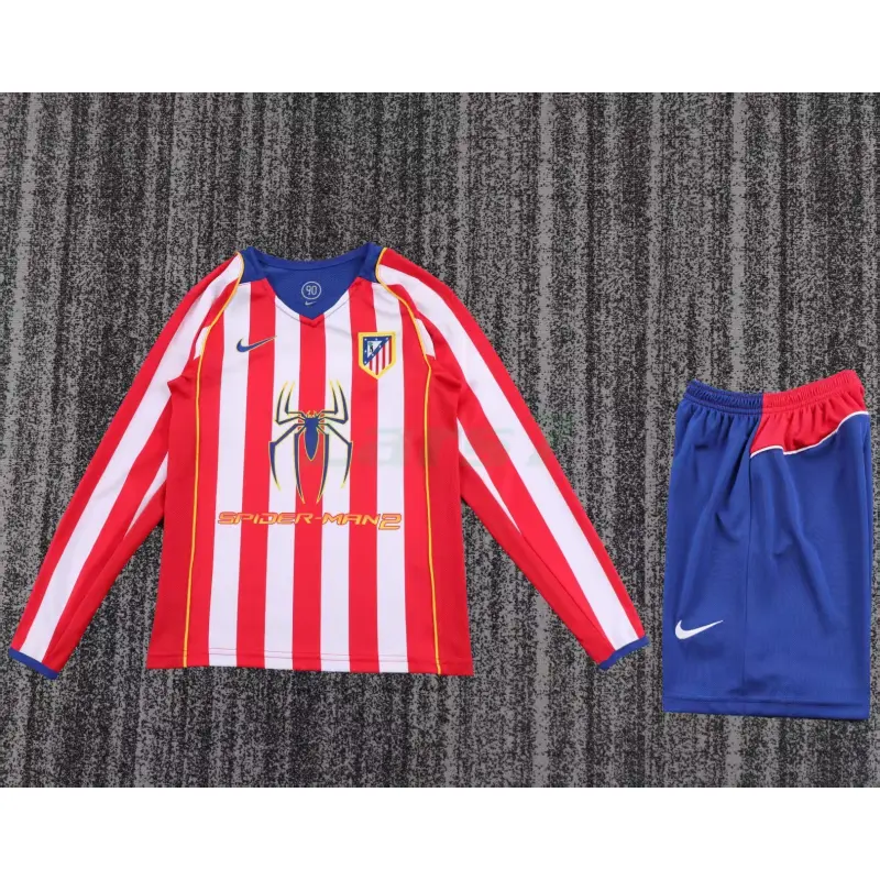 Camiseta Atlético de Madrid 1ª Equipación Retro 2004/05 ML Rojo/Blanco Niño Kit Camiseta Atlético de Madrid 1ª Equipación Retro 2004/05 ML Rojo/Blanco Niño Kit