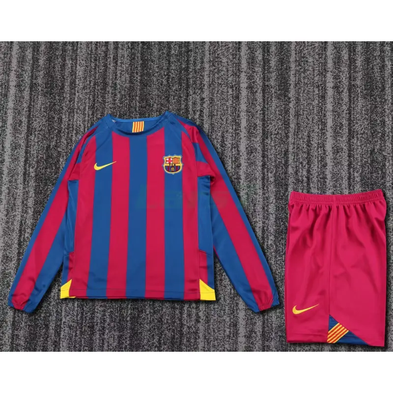 Camiseta Barcelona 1ª Equipación Retro 2005/06 ML Rojo/Azul Niño Kit Camiseta Barcelona 1ª Equipación Retro 2005/06 ML Rojo/Azul Niño Kit