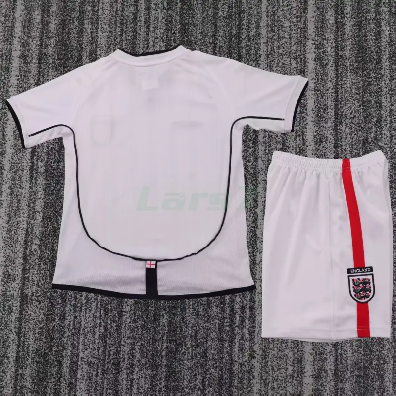 Camiseta Inglaterra 1ª Equipación Retro 2002 Blanco Niño Kit Camiseta Inglaterra 1ª Equipación Retro 2002 Blanco Niño Kit