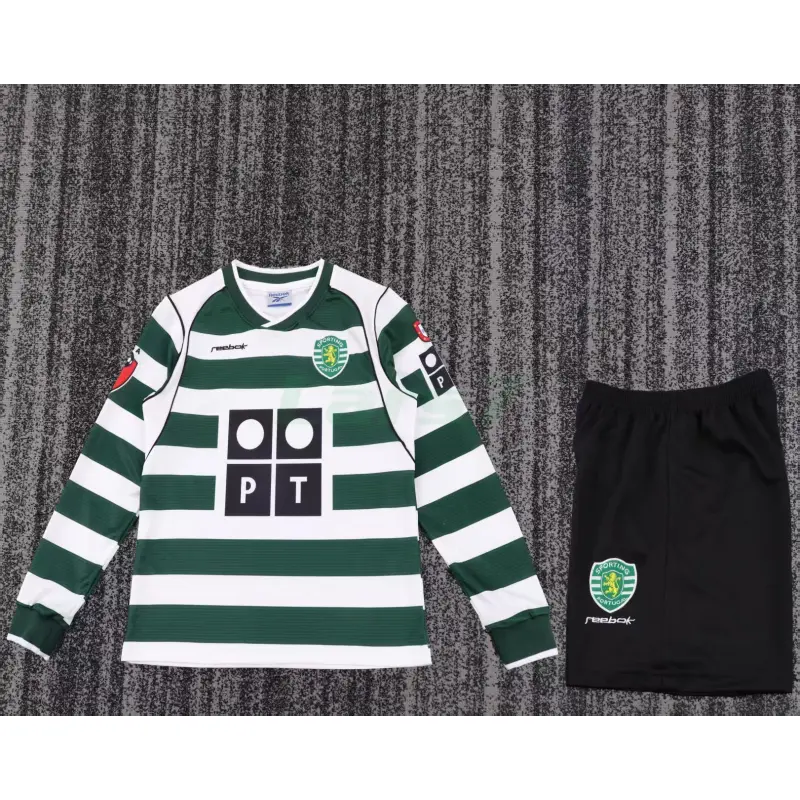 Camiseta Lisboa 1ª Equipación Retro 2001/03 ML Blanco/Verde Niño Kit