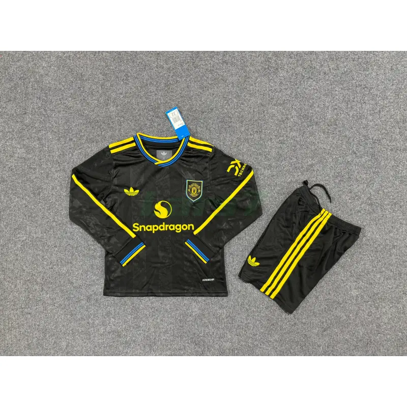 Camiseta Manchester United 3ª Equipación 2025/2026 ML Negro Niño Kit Camiseta Manchester United 3ª Equipación 2025/2026 ML Negro Niño Kit