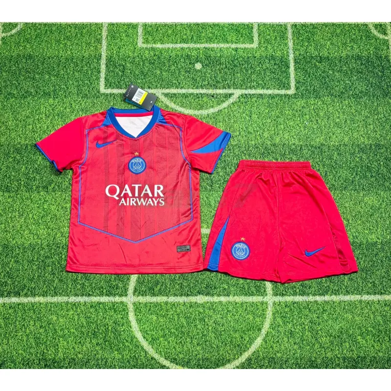 Camiseta PSG 3ª Equipación 2025/2026 con Estrella Rojo Niño Kit Camiseta PSG 3ª Equipación 2025/2026 con Estrella Rojo Niño Kit