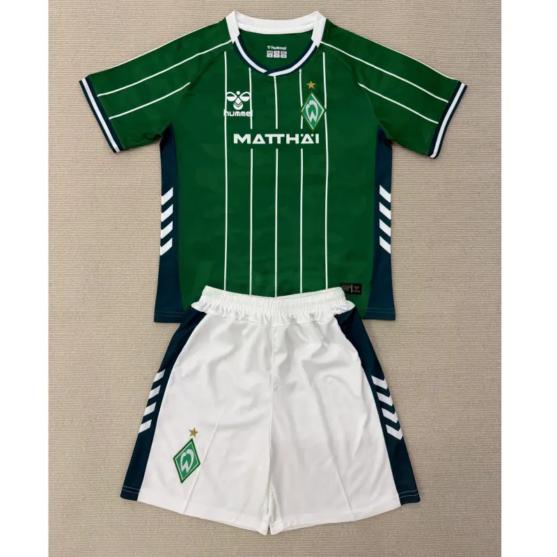 Camiseta Werder Bremen 1ª Equipación 2025/2026 Verde/Blanco Niño Kit Camiseta Werder Bremen 1ª Equipación 2025/2026 Verde/Blanco Niño Kit