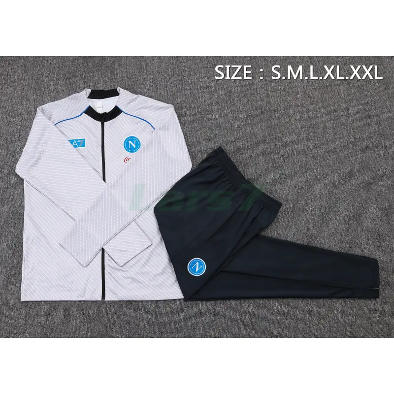 Chandal Napoli 2025/2026 Gris Claro con Estampado Chandal Napoli 2025/2026 Gris Claro con Estampado