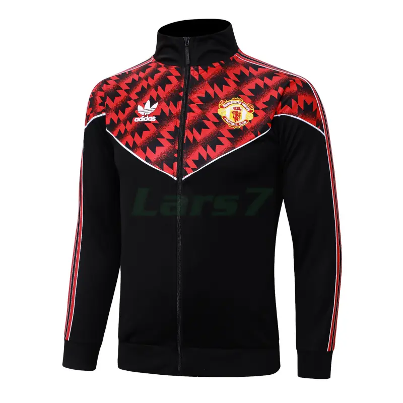 Chaqueta Manchester United 2025/2026 Negro/Rojo con Estampado Chaqueta Manchester United 2025/2026 Negro/Rojo con Estampado