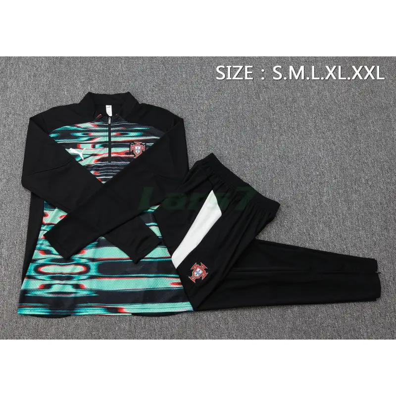 Sudadera De Entrenamiento Portugal 2025 Kit Verde/Negro con Estampado