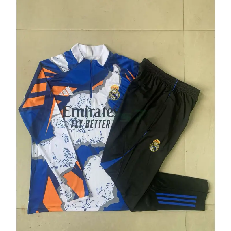 Sudadera De Entrenamiento Real Madrid 2025/2026 Blanco/Azul con Estampado