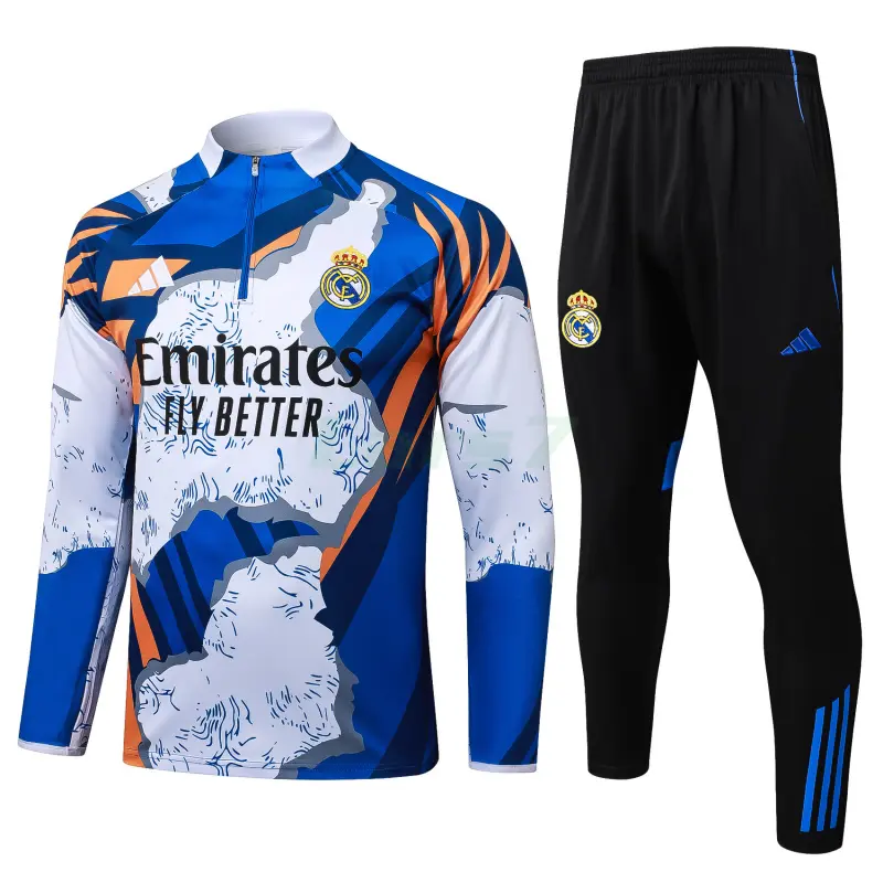 Sudadera De Entrenamiento Real Madrid 2025/2026 Kit Blanco/Azul con Estampado
