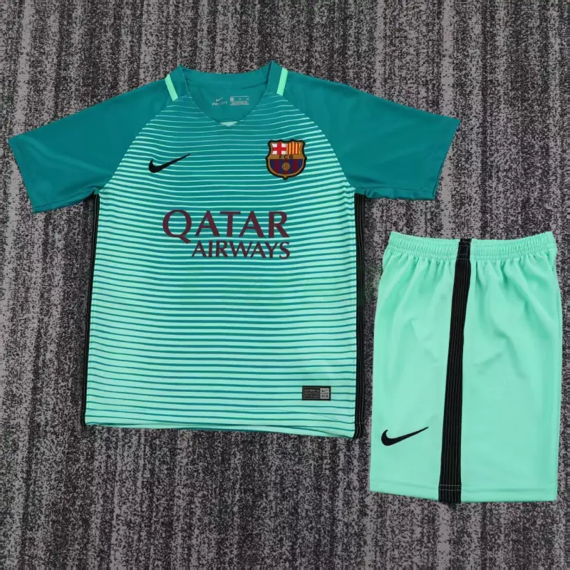 Camiseta Barcelona 3ª Equipación Retro 2016/17 Verde Niño Kit