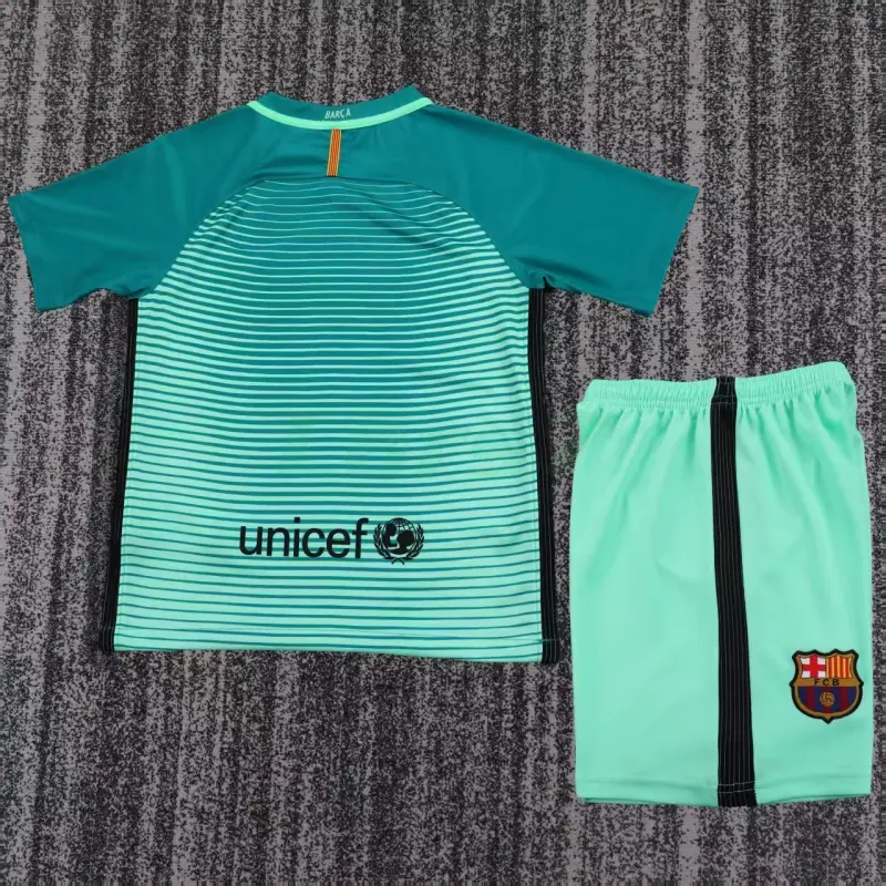 Camiseta Barcelona 3ª Equipación Retro 2016/17 Verde Niño Kit
