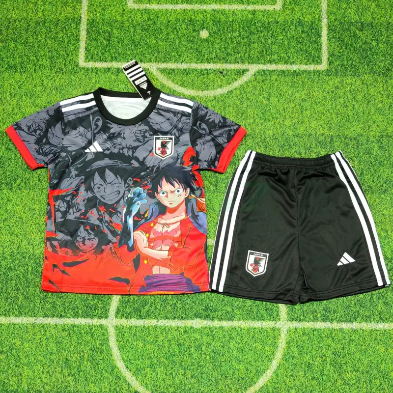 Camiseta Japón 2026 Edición Especial One Piece Negro/Rojo Niño Kit Camiseta Japón 2026 Edición Especial One Piece Negro/Rojo Niño Kit