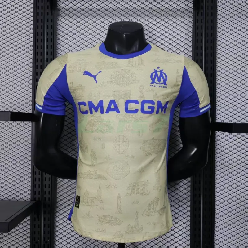 Camiseta Olympique Marsella 4ª Equipación 2025/2026 Amarillo/Azul (EDICIÓN JUGADOR)