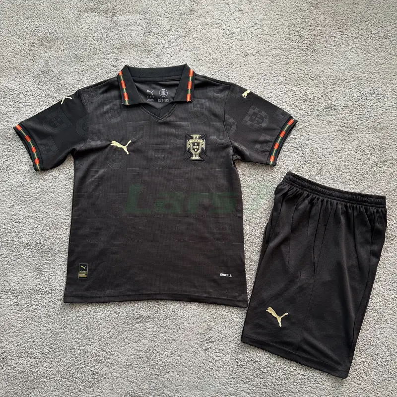 Camiseta Portugal 2026 Negro Niño Kit