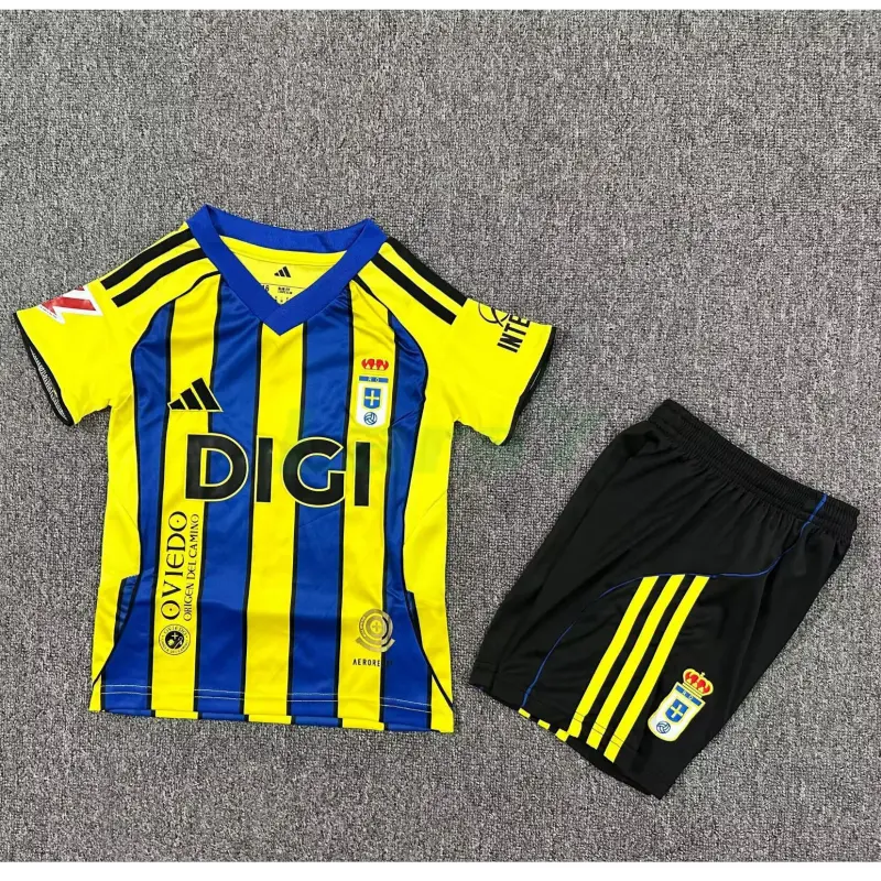Camiseta Real Oviedo 2ª Equipación 2025/2026 Azul/Amarillo Niño Kit con Parche La Liga Camiseta Real Oviedo 2ª Equipación 2025/2026 Azul/Amarillo Niño Kit con Parche La Liga