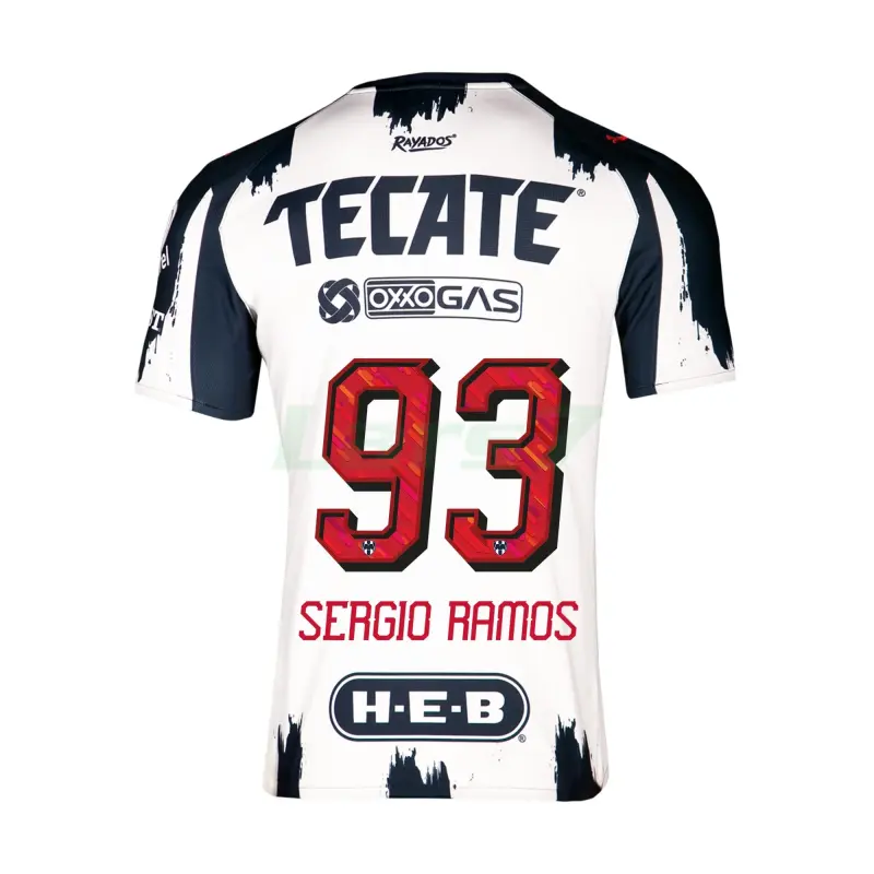 Camiseta SERGIO RAMOS 93 Monterrey 1ª Equipación 2025/2026 Blanco/Azul Marino