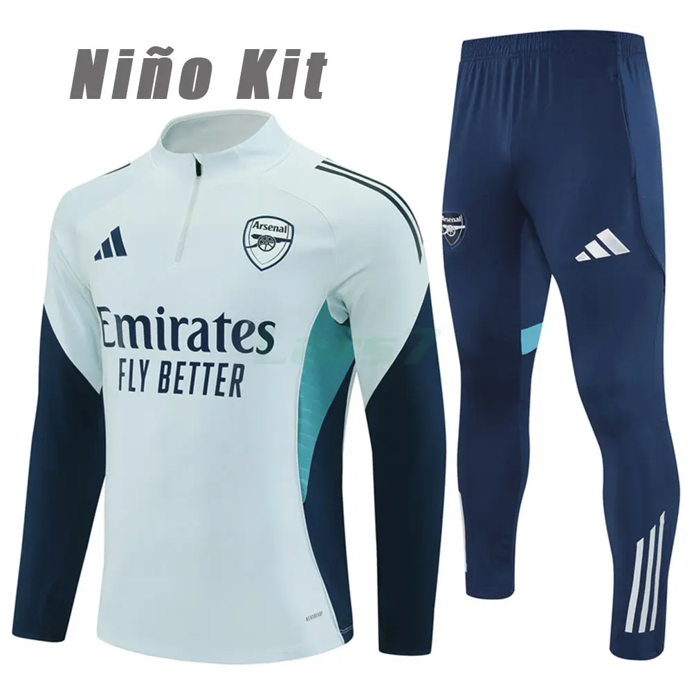 Sudadera De Entrenamiento Arsenal 2025/2026 Niño Kit Azul Claro/Azul Oscuro