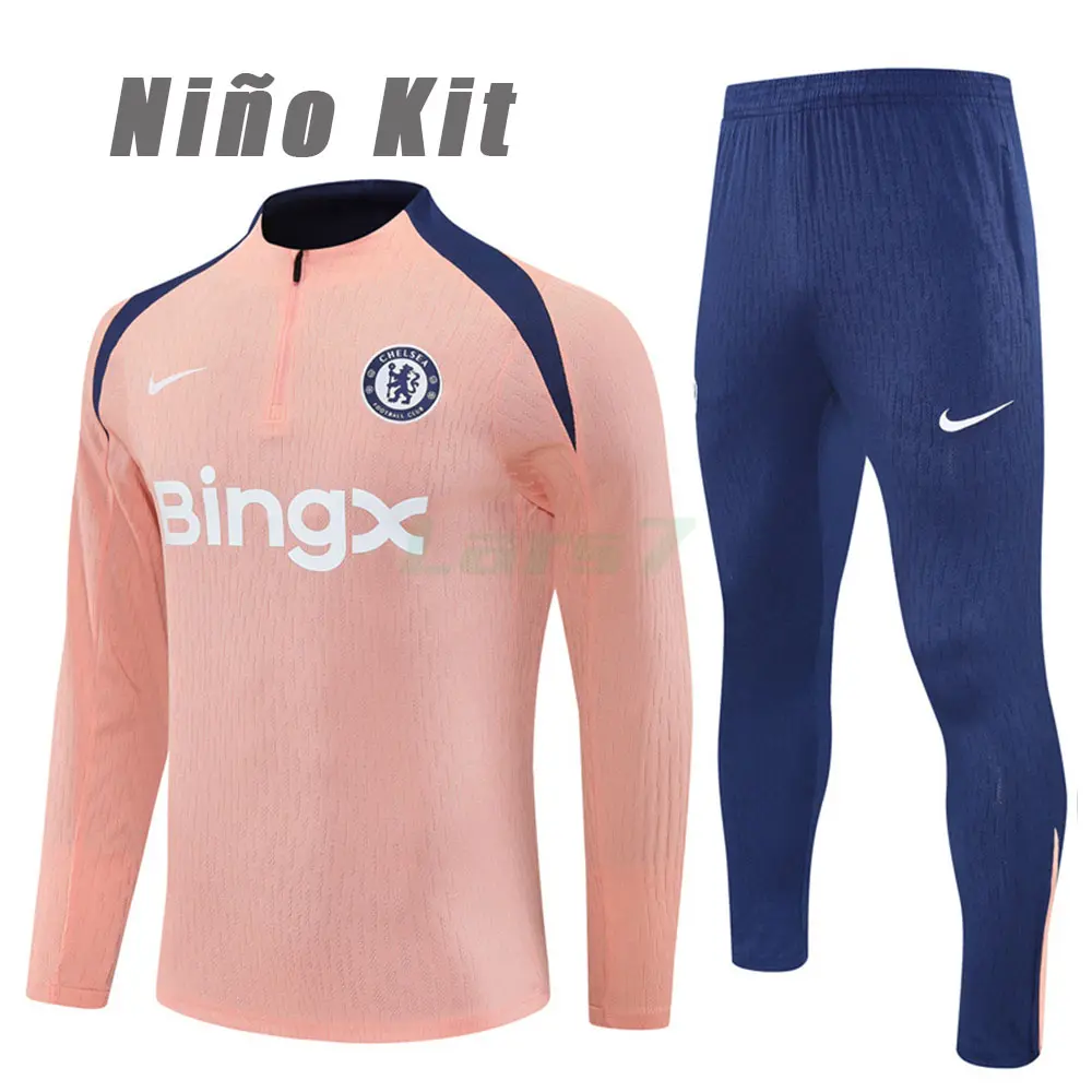 Sudadera De Entrenamiento Chelsea 2025/2026 Niño Kit Rosa Claro/Azul (EDICIÓN JUGADOR)