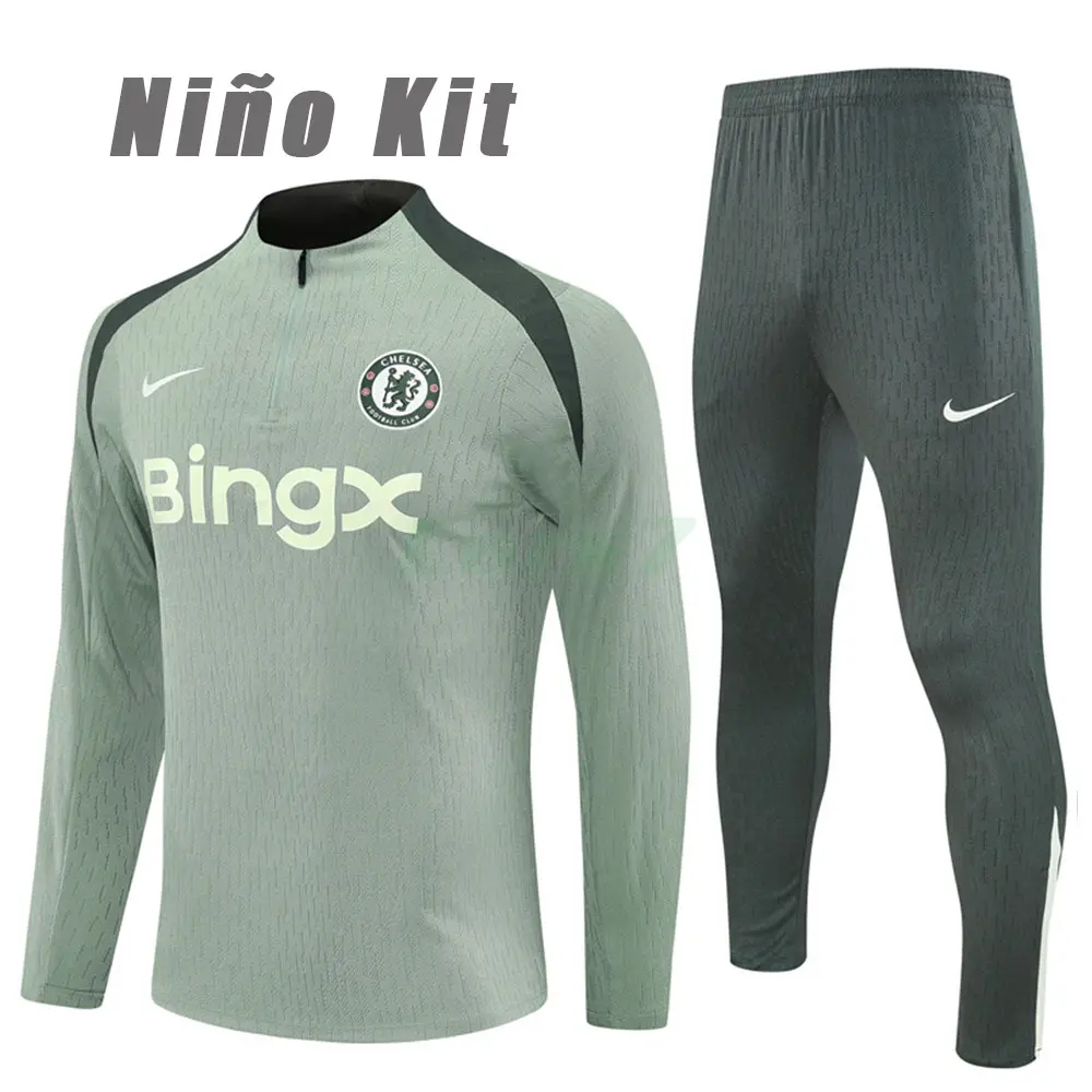 Sudadera De Entrenamiento Chelsea 2025/2026 Niño Kit Verde Claro (EDICIÓN JUGADOR)