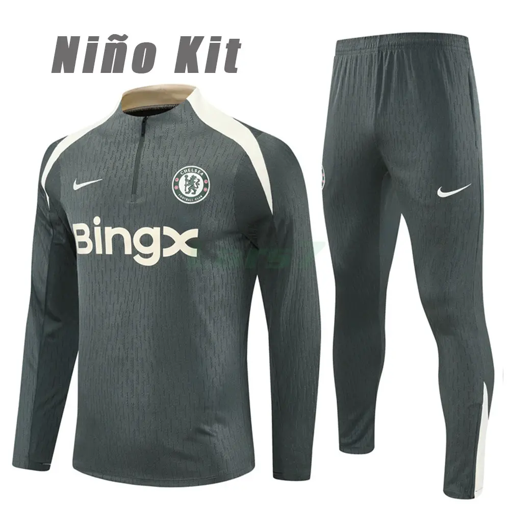 Sudadera De Entrenamiento Chelsea 2025/2026 Niño Kit Verde Militar (EDICIÓN JUGADOR)