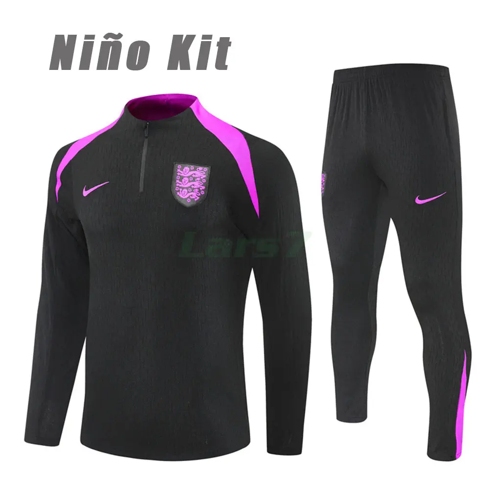 Sudadera De Entrenamiento Inglaterra 2025 Niño Kit Negro/Morado (EDICIÓN JUGADOR)