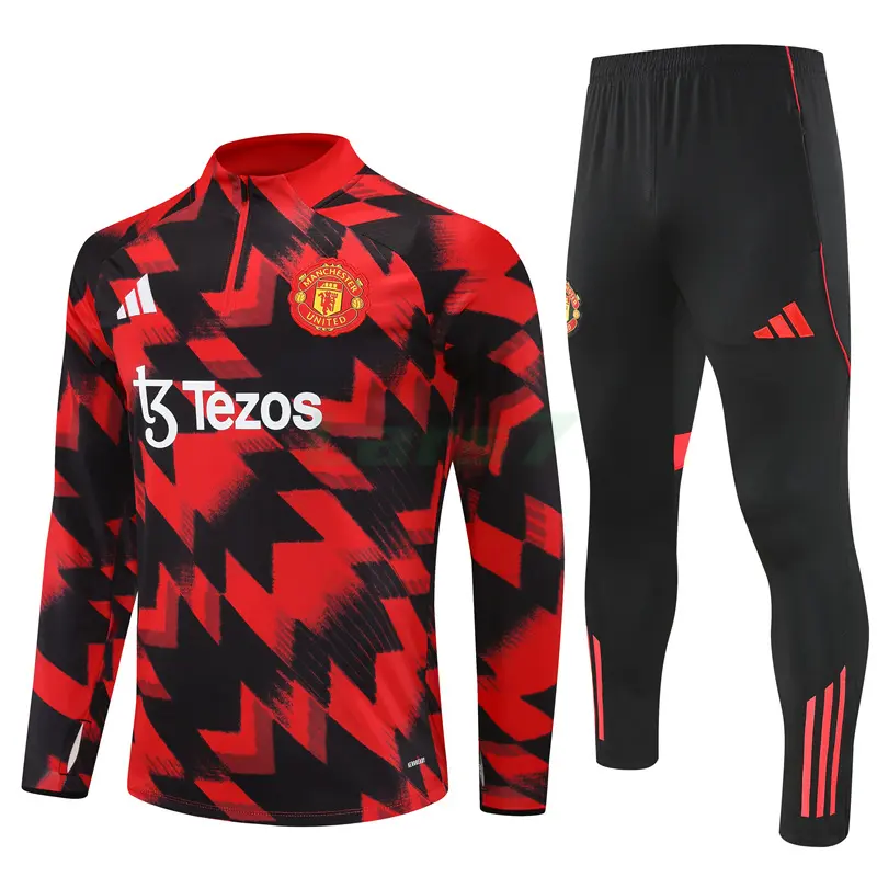 Sudadera De Entrenamiento Manchester United 2025/2026 Kit Negro/Rojo con Estampado