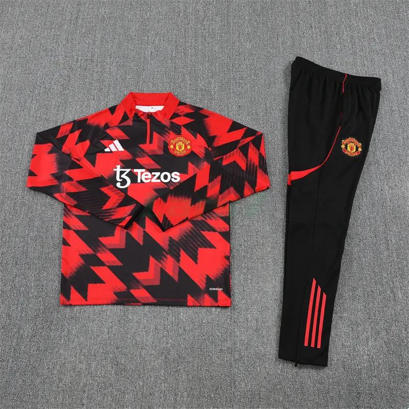 Sudadera De Entrenamiento Manchester United 2025/2026 Kit Negro/Rojo con Estampado