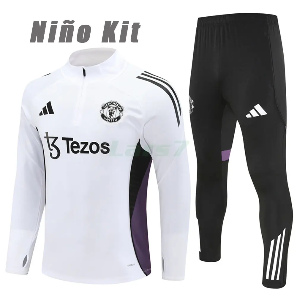 Sudadera De Entrenamiento Manchester United 2025/2026 Niño Kit Blanco/Morado