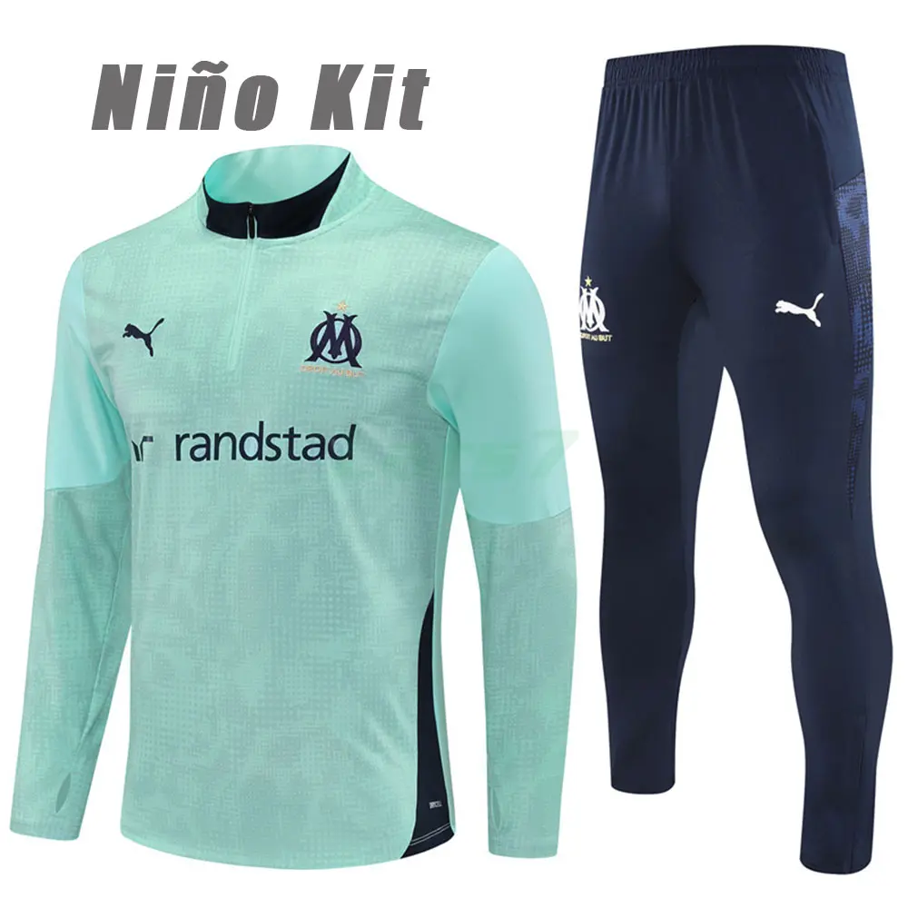 Sudadera De Entrenamiento Olympique Marsella 2025/2026 Niño Kit Turquesa con Estampado Camuflaje