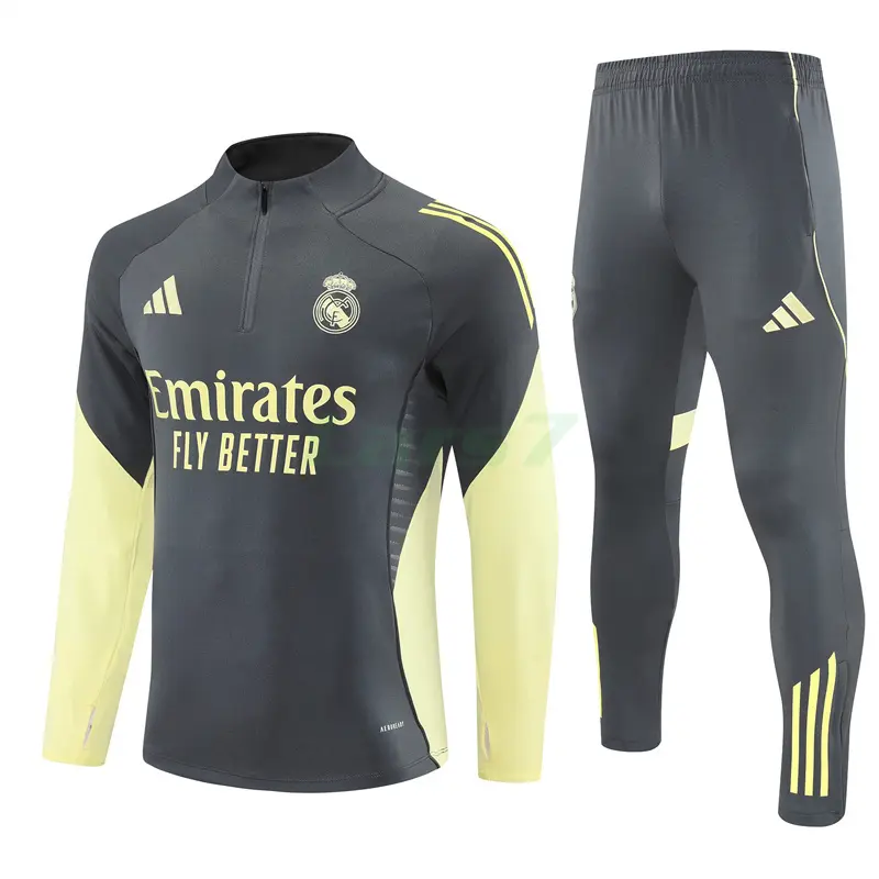 Sudadera De Entrenamiento Real Madrid 2025/2026 Kit Gris Oscuro/Amarillo