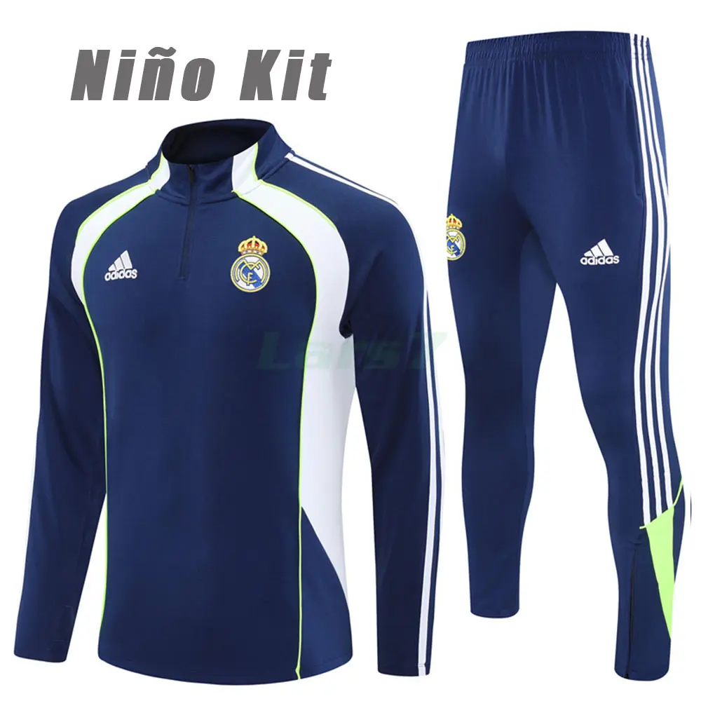 Sudadera De Entrenamiento Real Madrid 2025/2026 Niño Kit Azul Real/Blanco Edición Retro