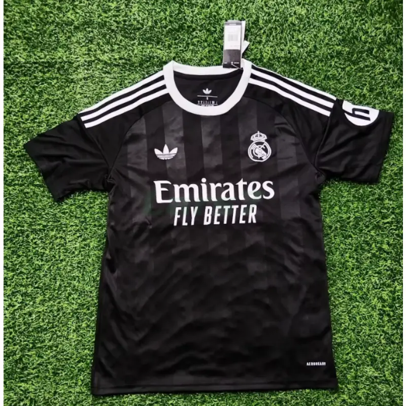 Camiseta de Portero Real Madrid 2025/2026 Negro/Blanco con Parche HP
