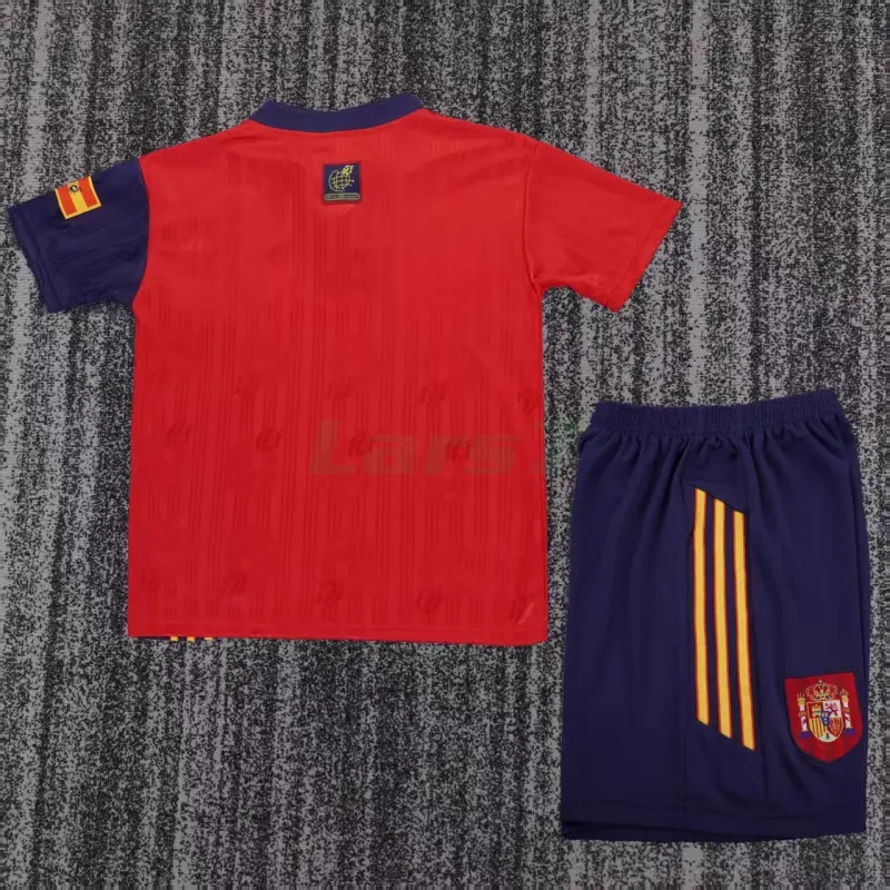 Camiseta España 1ª Equipación Retro 1996 Rojo/Azul Niño Kit